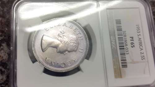1953 SA UNION 2.5 SHILLINGS  GRADED  PF 65  BY NGC