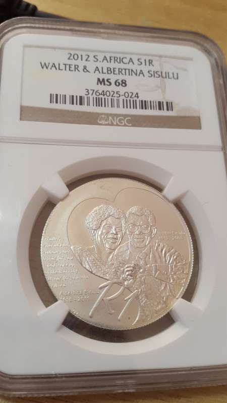 2012 RSA SILVER R1 SISULU  GRADED  MS 68 BY NGC