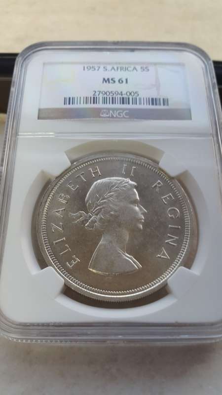 1957 SA UNION CROWN  GRADED  MS 61  BY NGC