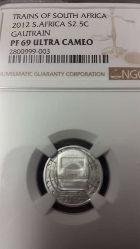 2012  RSA SILVER FLYPRESS TICKEY GAUTRAIN  GRADED  PF69 ULTRA CAMEO  BY NGC
