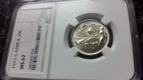 1973 RSA  20 CENTS  GRADED  MS 67  BY NGC