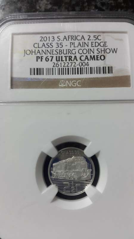 2013  RSA SILVER FLYPRESS TICKEY  JOHANNESBURG COIN SHOW   GRADED PF 67 ULTRA CAMEO   BY NGC
