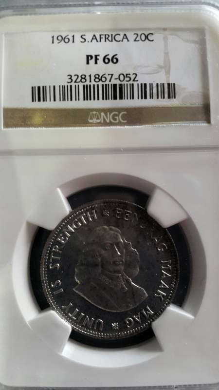 1961 RSA 20 CENTS GRADED PF66 BY NGC