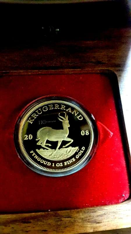 2008 KRUGERRAND LAUNCH SET. 110 YEAR ANNIVERSARY OF KRUGER NATIONAL PARK. 1 OZ PROOF KRUGERRAND WITH