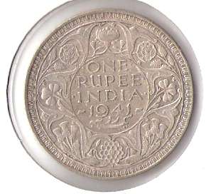 1941 SILVER INDIAN ONE RUPEE UNC