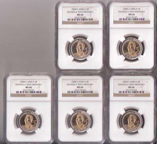 5 X 2008 BIRTHDAY COINS- SERIAL NO IN SEQUENCE  MS 66 BY NGC