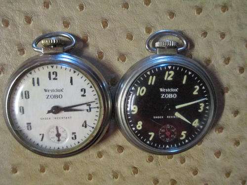TWO X WESTCLOX ZOBO's, WITH TWO DIFFERENT DIALS in perfect  working condition.