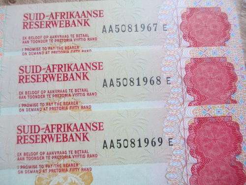 PERFECT UNC AA PREFIX G DE KOCK R50  IN SEQUENCE X 3