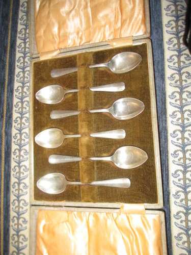 STERLING SILVER TEE SPOON SET FROM BIRMINGHAM.WEIGHT 77 GRAMS STERLING- PRISTINE!