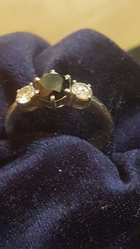 Stunning and elegant Platinum white and black diamond ring. Please read description