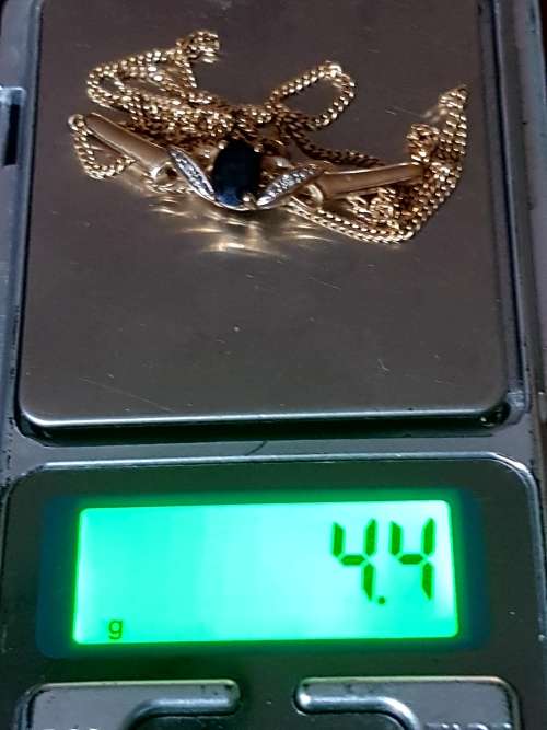 9 ct Sapphire and diamond necklace. 4.4 grams 9 ct....see description for pics