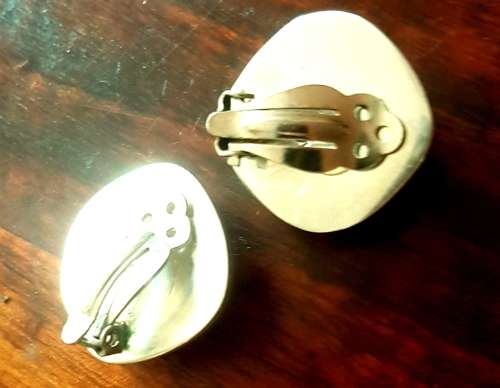 Large solid sterling silver `mabe` earings. Weight 20.6 grams solid sterling