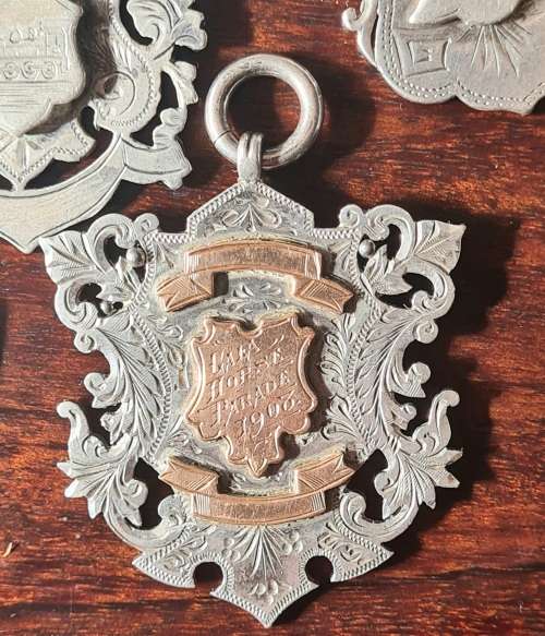 Zar gold and sterling silver medals. Weight 108.13 sterling with solid 9ct gold inlays
