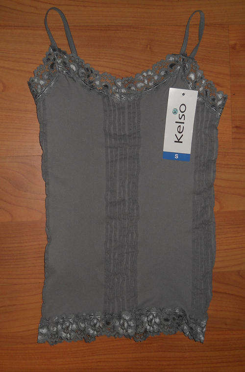 Kelso Silver Grey Lace trimmed Camisole, Size Medium