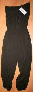 Kelso - Black cotton Boob Tube Jumpsuit - size 8