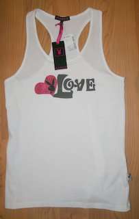 Playboy - White Glitter Racer back Tank Top - size Large