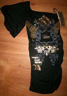 Bad Girl - Black One Shoulder Tee Shirt Dress - size Small