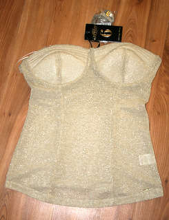 Sissy Boy  - Metallic Gold Bustier - Large