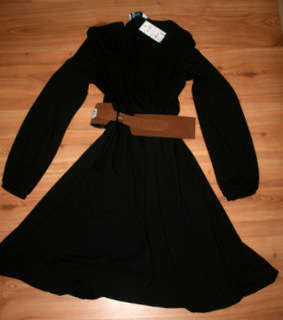 Kelso - Black Cross over Long Sleeved Dress - Size 8