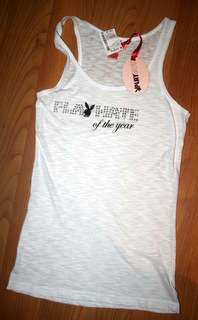 Playboy - White "Playmate of the Year" Racerback T-Shirt - Large