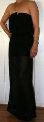 Kelso - Black Chiffon Boob Tube Jumpsuit - size 6