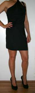 Guess - Black Satin "one Shoulder" Cocktail Dress - Size XS