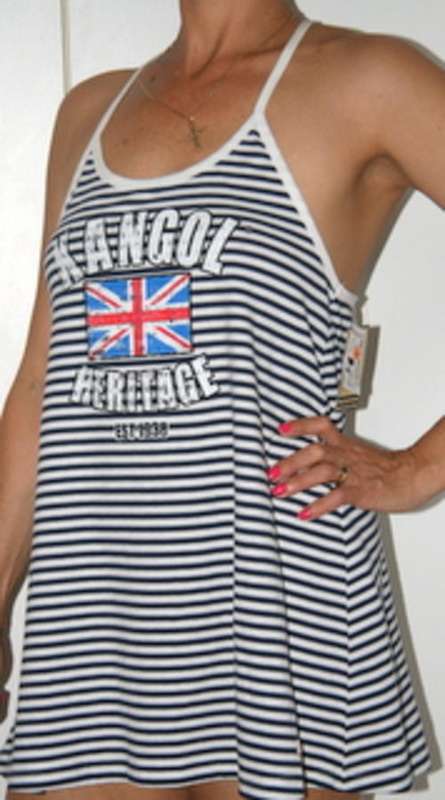 Kangol - Navy Stripped Race Back Vest - size large