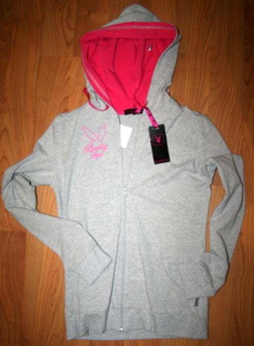 Playboy - Grey and Pink Hoodie - Small