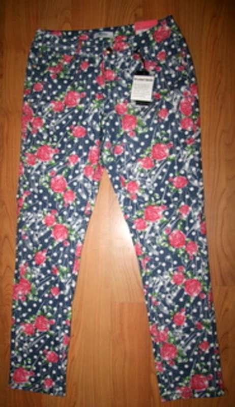 Kelso - Blue Rose Print Skinny Jeans - size 12