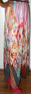 Free2bU - Multi coloured Chiffon long skirt - size 8