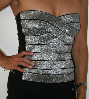 Sissy Boy - metallic Silver Bandage Top - Size Small