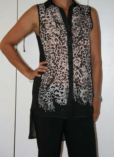 Kelso - Chiffon Animal Print Sleeveless Blouse - size 10