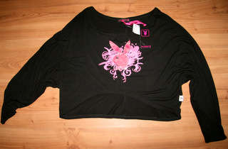 Playboy - Black 3/4 Cropped Top- size Medium