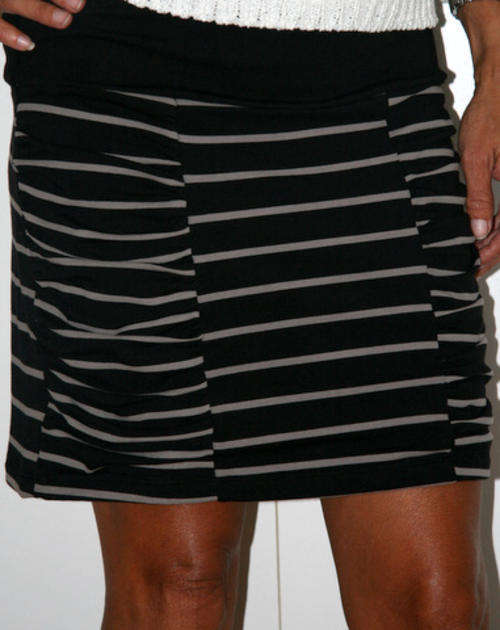 Playboy - Black Mini Skirt with Camel Stripes - Large