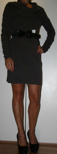 Kelso - Charcoal Grey Cowl neck Dress - size 10