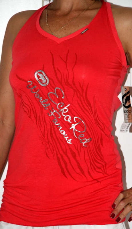 EckoRed - Coral Tank Top with Crossover Chiffon Back - Size X Small