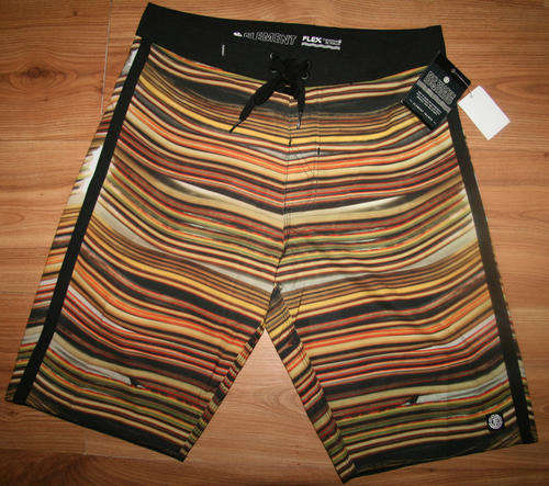 Element - Black/Yellow Striped Skater Shorts - Size 30(76cm)