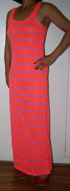 Free2bU - Neon Pink and Orange Maxi Dress - size 10