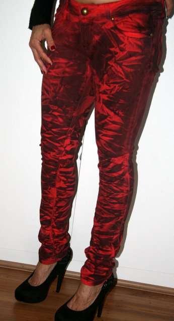 Free2bU - Red "tie-dye" Skinny Jeans - Size 12