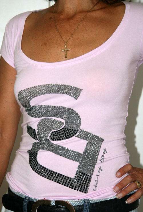 SissyBoy - Lilac Cap sleeve Tee Shirt with Diamante Logo - Size Small