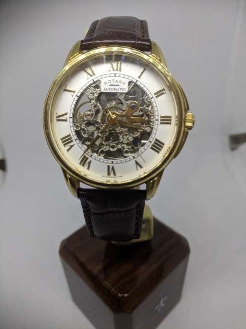Rotary Mens Silver Tone Steel Skeleton AUTOMATIC Watch GS03862/01