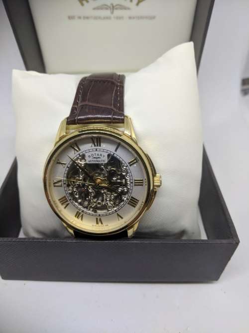 Rotary Mens Silver Tone Steel Skeleton AUTOMATIC Watch GS03862/01