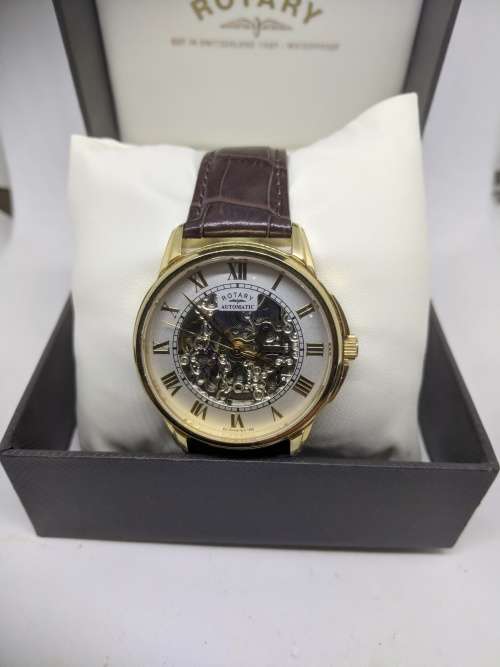 Rotary Mens Silver Tone Steel Skeleton AUTOMATIC Watch GS03862/01