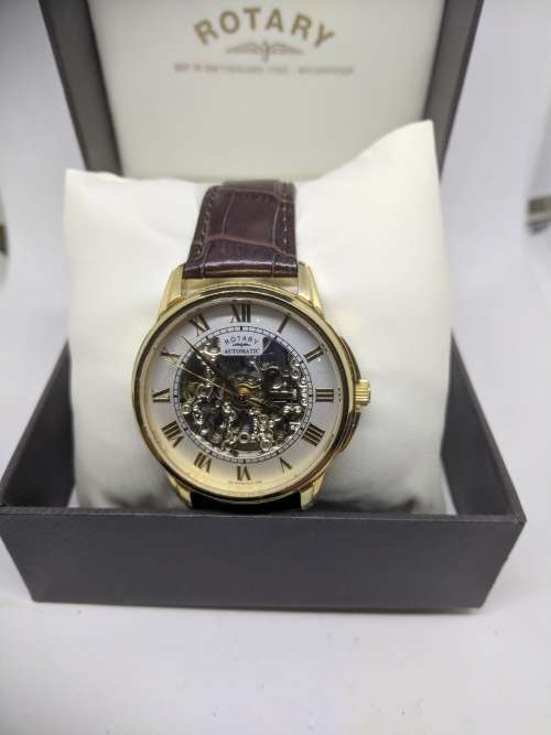 Rotary Mens Silver Tone Steel Skeleton AUTOMATIC Watch GS03862/01