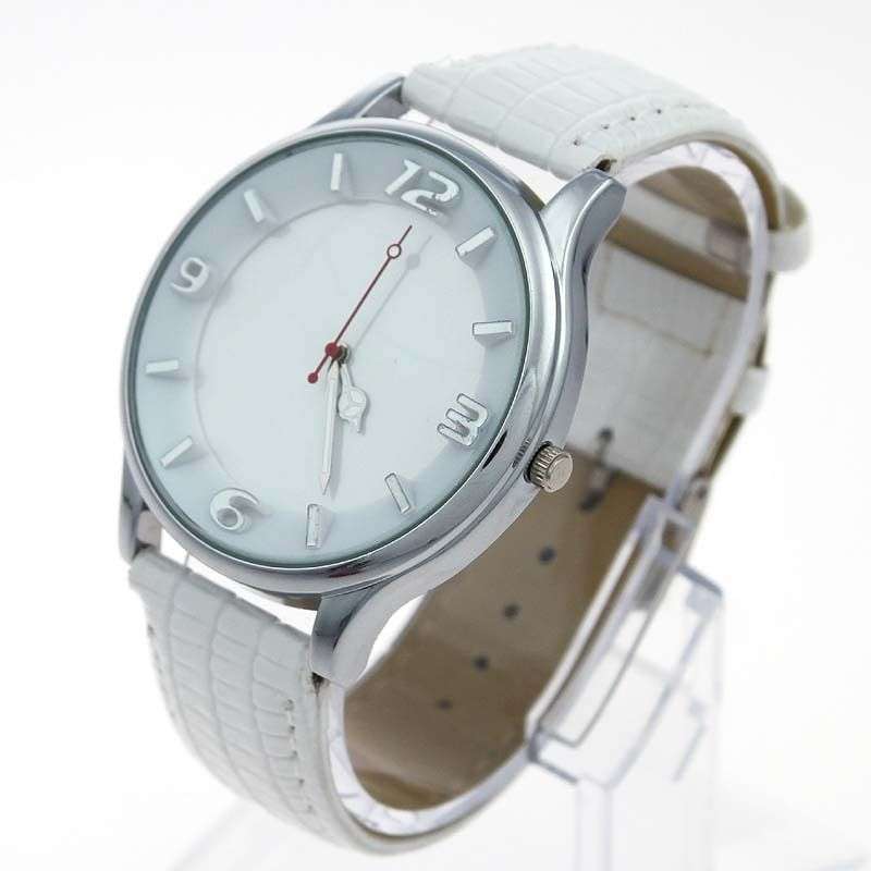 White Dial Quartz Women Lady Men PU Leather Dress Wrist Watch Unisex