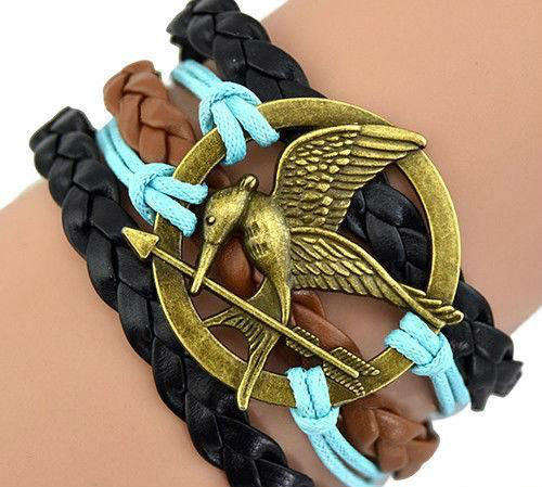 HUNGER GAMES Inspired Leather Wrap Bracelet Mockingjay Bird Catching Fire BRACELETS