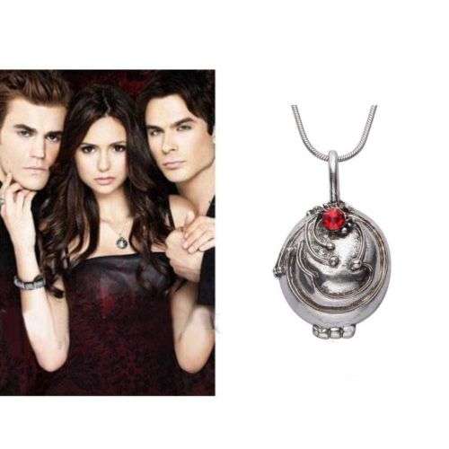 Vampire Diaries Elena Vervain Silver Crystal Charm Pendant Necklace