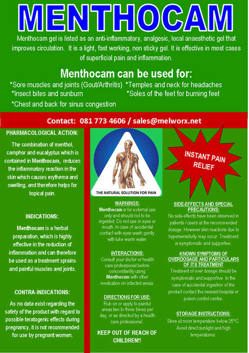 Menthocam Gel - Fast-Acting Anti-Inflammatory, Analgesic, Local Anaesthetic for Pain Relief