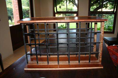 28 Bottle wood and iron wine rack - art and crafts style very sturdy