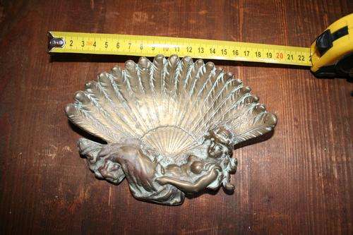 Heavy Brass soap dish - shell and mermaid design